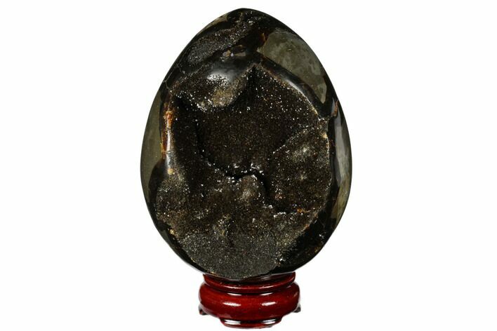 Septarian Dragon Egg Geode - Black Crystals #177419